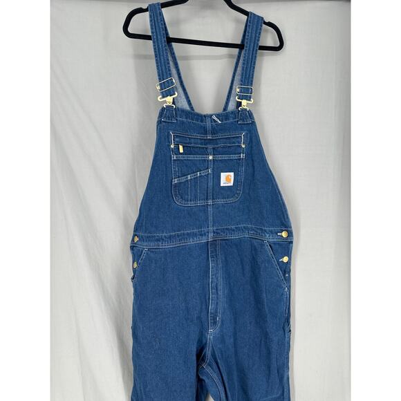 Carhartt Overalls Mens 42x32 Loose Fit Denim Overalls Workwear Bib Carpenter - Picture 2 of 8
